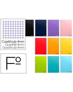 Cuaderno espiral liderpapel folio smart tapa blanda 80h 60gr cuadro 4 mm con margen colores surtidos