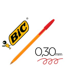 Boligrafo bic naranja fine original rojo